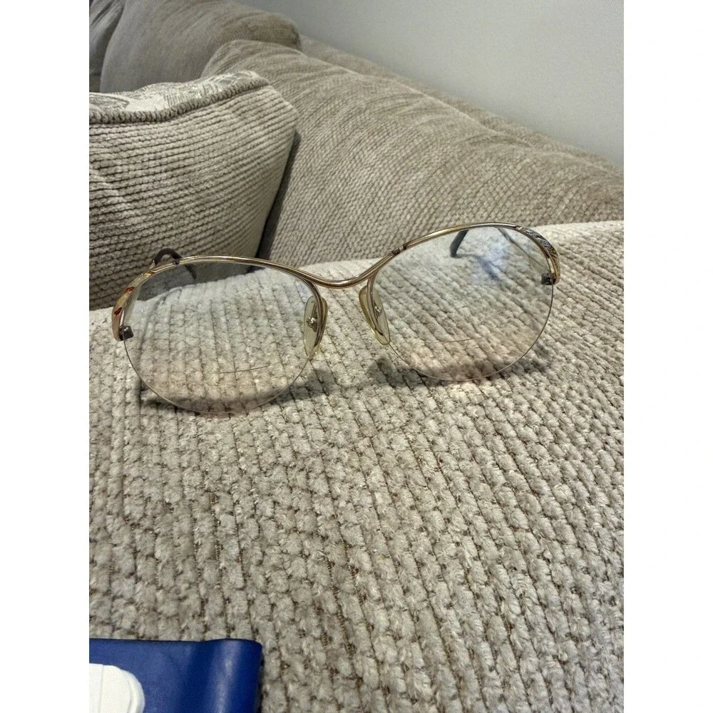 Vintage Christian Dior 2240 Gold Semi Rimless Eyeglass Frames Italy